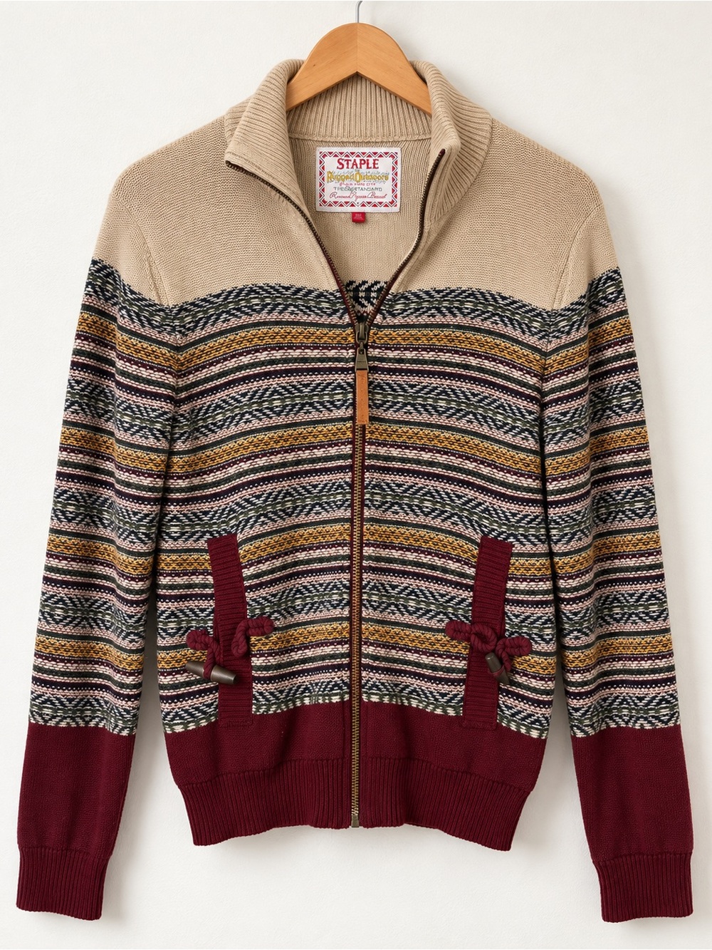 Staple Rugged Outdoors Knit Sweater – Fair Isle Zip Jacket